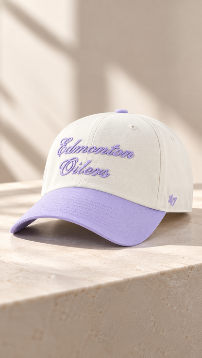 OILERS CLEAN UP BASEBALL HAT (LILAC + WHITE) | 47