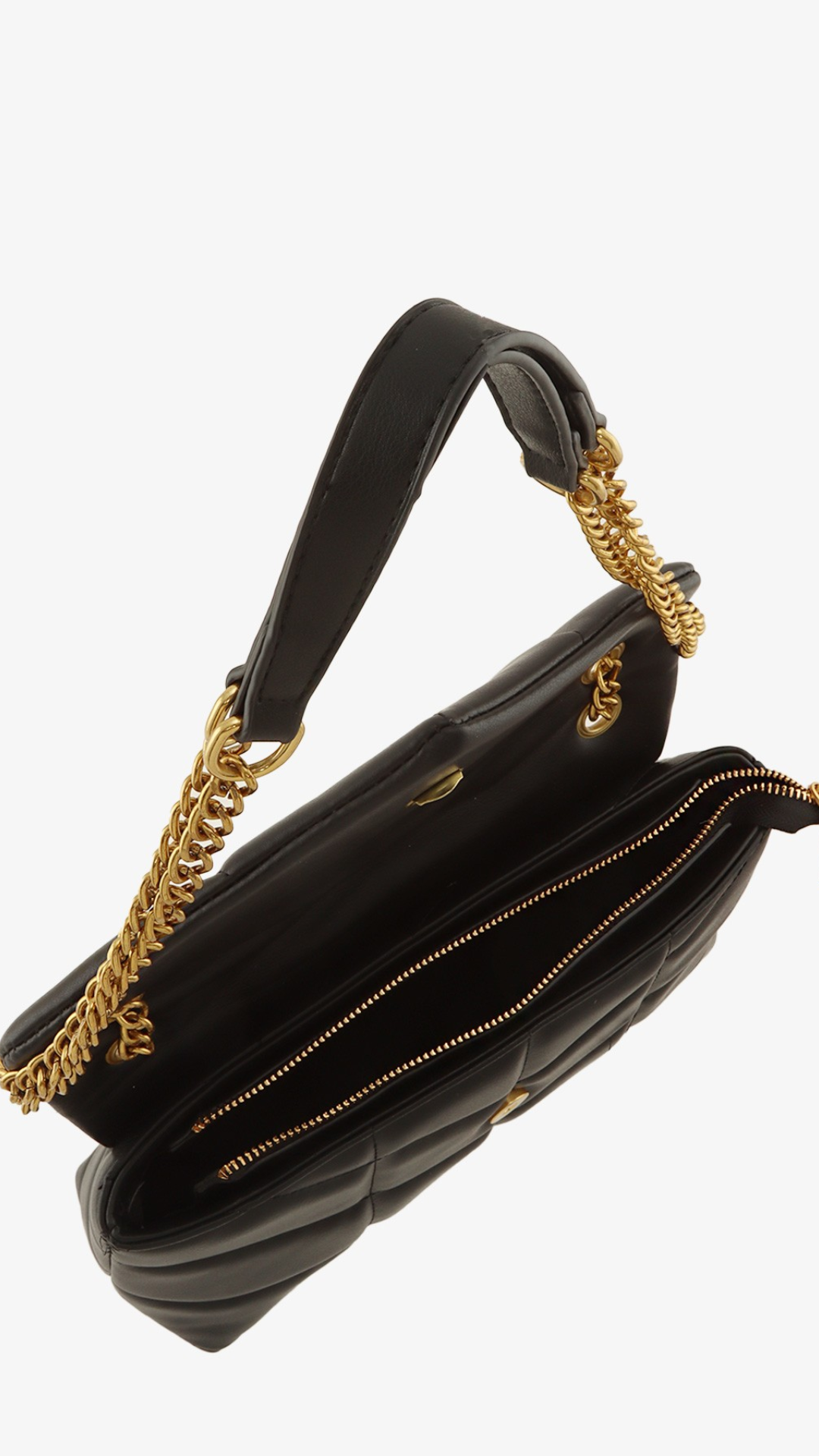 YSL METAL LETTER ENGRAVED PU LEATHER HANDBAG (BLACK &amp; CREAM)