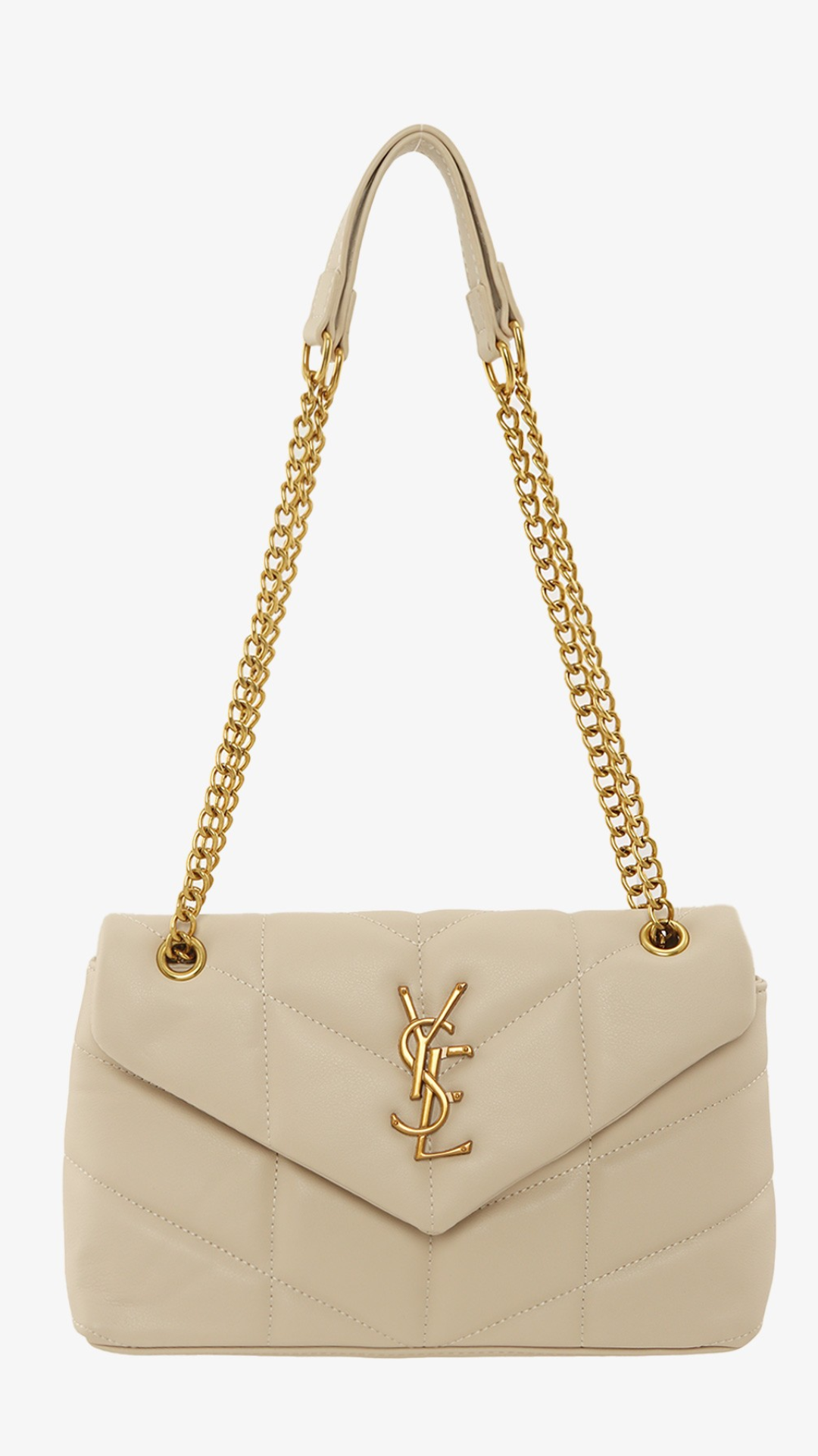 YSL METAL LETTER ENGRAVED PU LEATHER HANDBAG (BLACK &amp; CREAM)