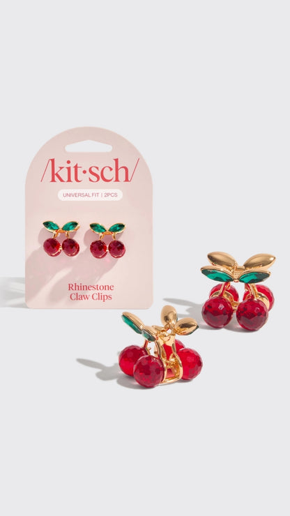 MINI RHINESTONE CLAW CLIPS 2PC SET - CHERRY | KITSCH