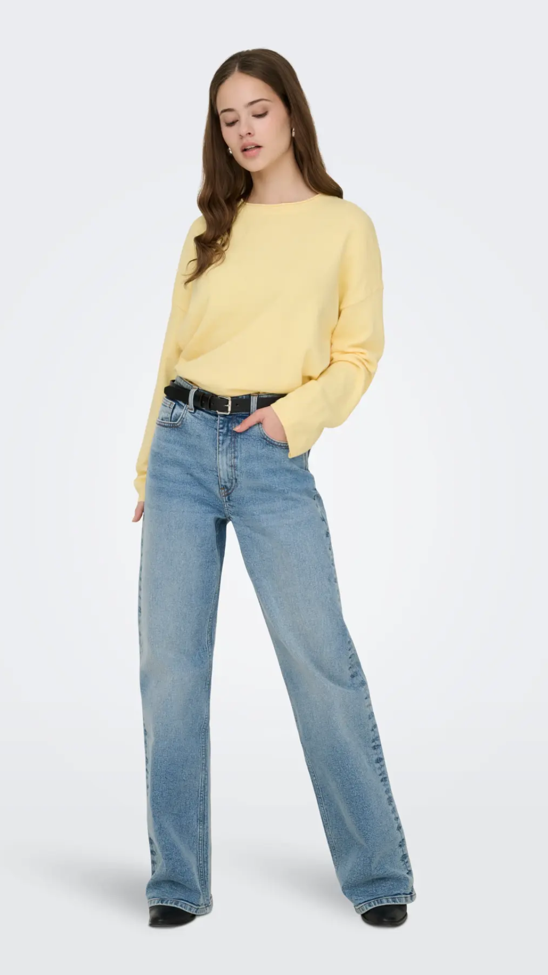 ONLLOYAL AMALIO LS O-NECK KNIT (SUNLIGHT MELANGE)