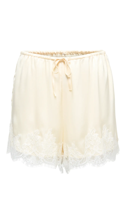 ONLMENUS LACE SATIN SHORTS  (IVORY)