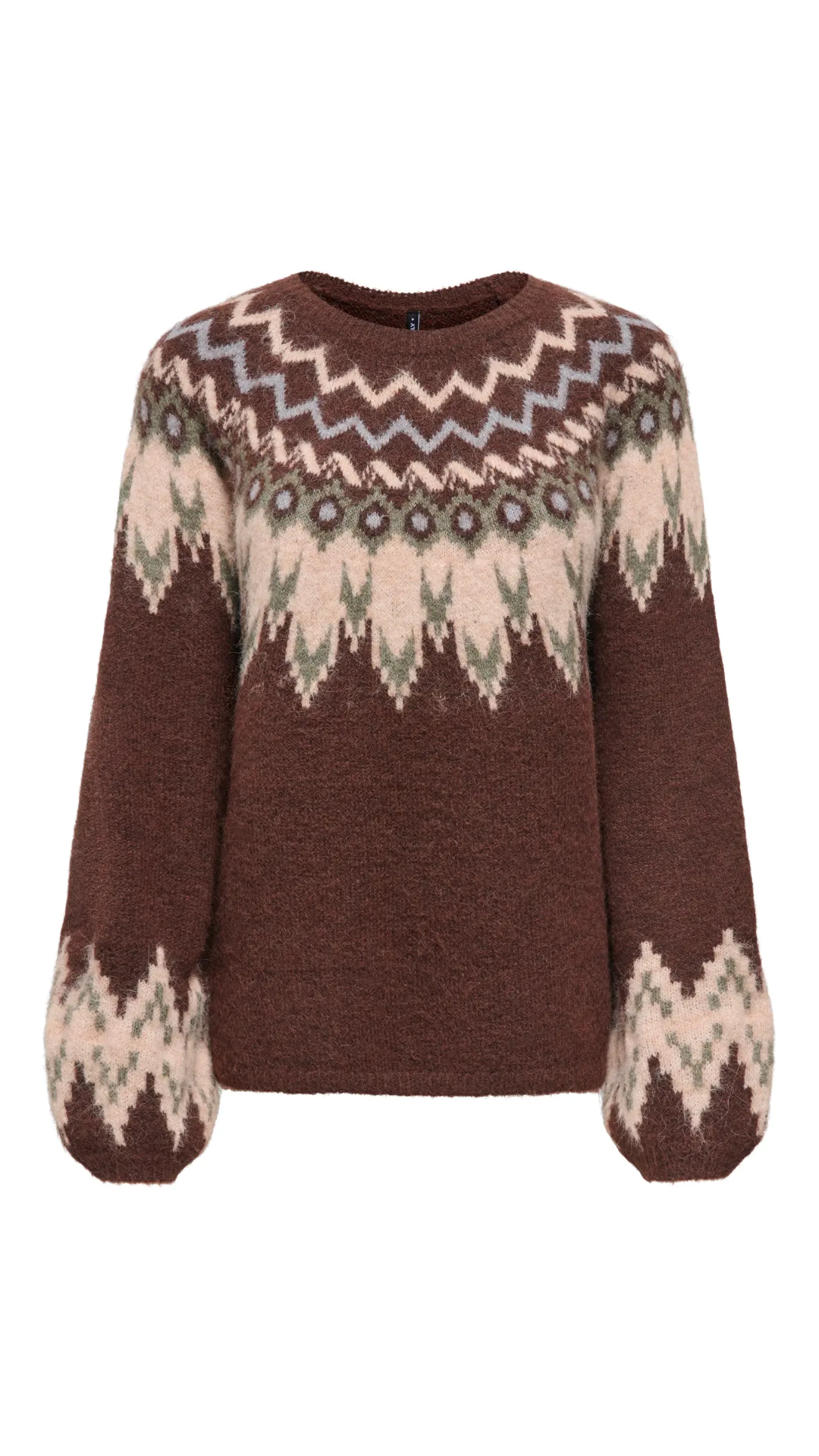 REYKJA  FAIR ISLE O-NECK (BROWN) | ONLY