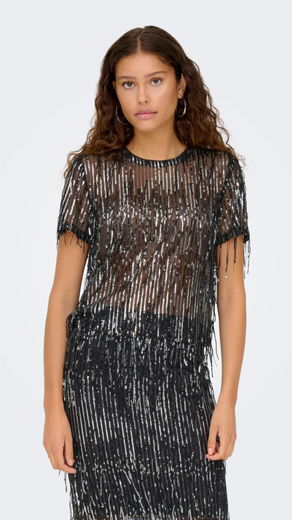 ONLSPACY SS SEQUINS TOP WVN | ONLY
