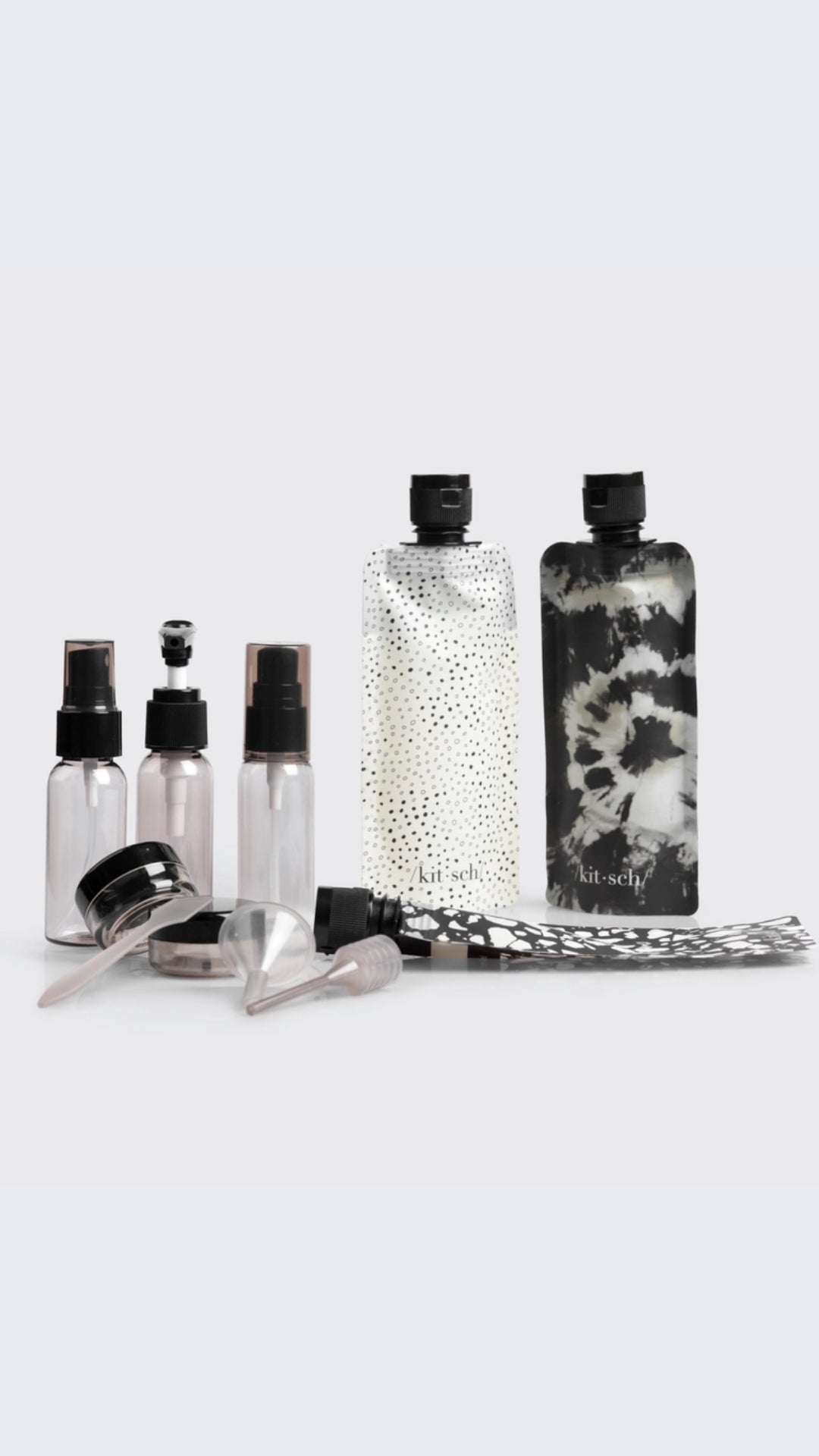 REFILLABLE ULTIMATE TRAVEL 11PC SET - BLACK &amp; IVORY | KITSCH