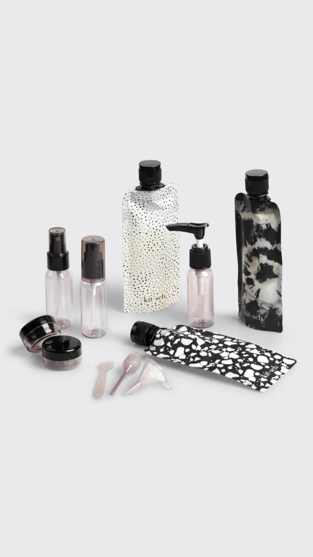 REFILLABLE ULTIMATE TRAVEL 11PC SET - BLACK &amp; IVORY | KITSCH