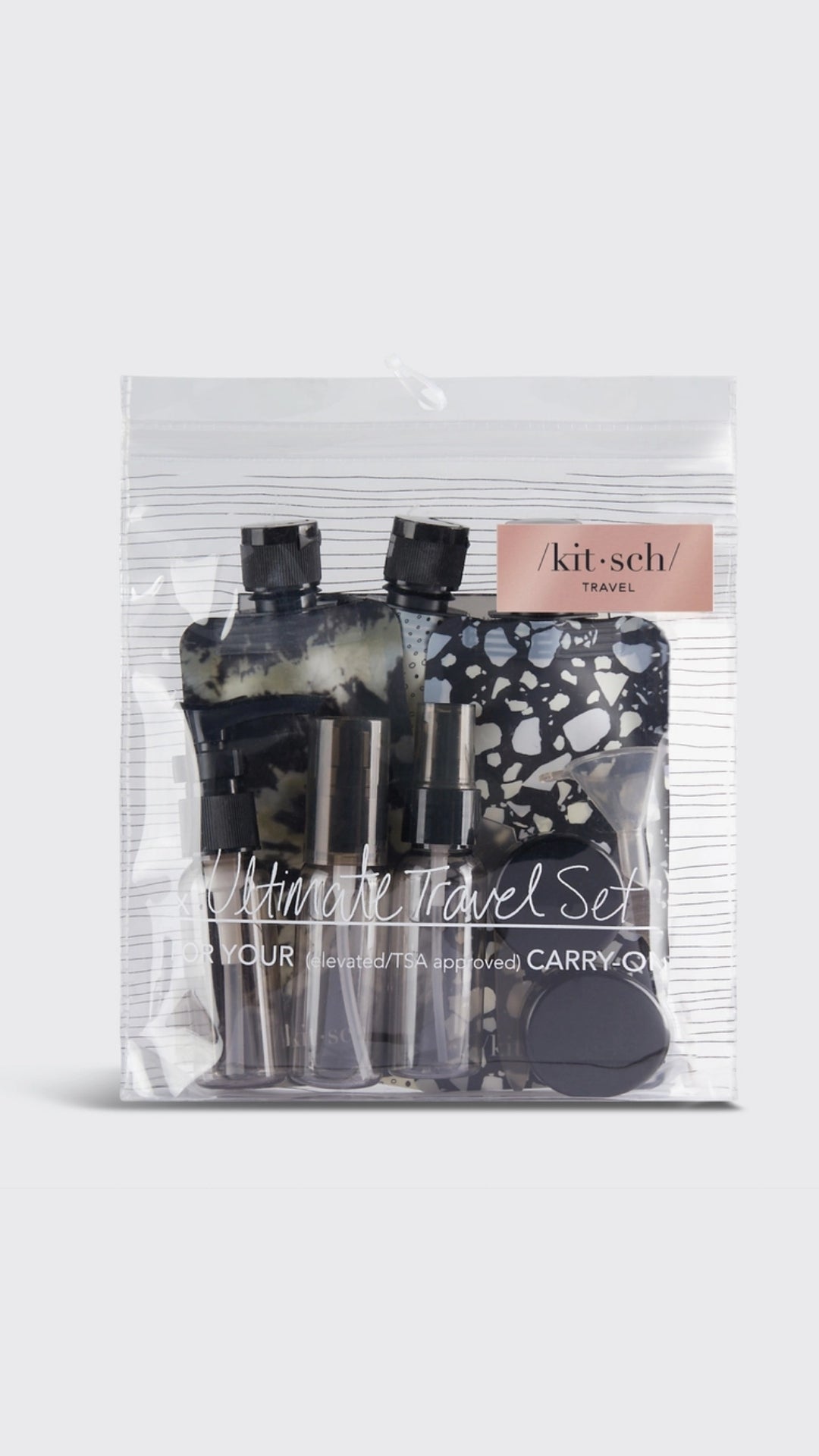 REFILLABLE ULTIMATE TRAVEL 11PC SET - BLACK &amp; IVORY | KITSCH