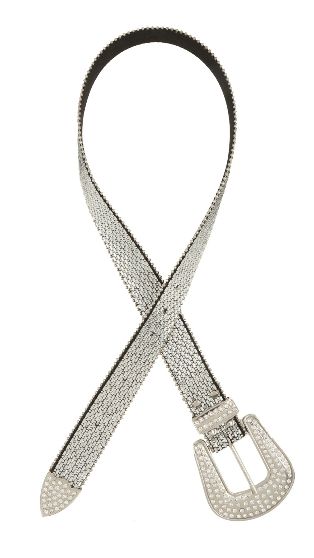 RHINESTONE TEXTURED WAIST CRYSTAL STUDDED BELT (CLEAR)