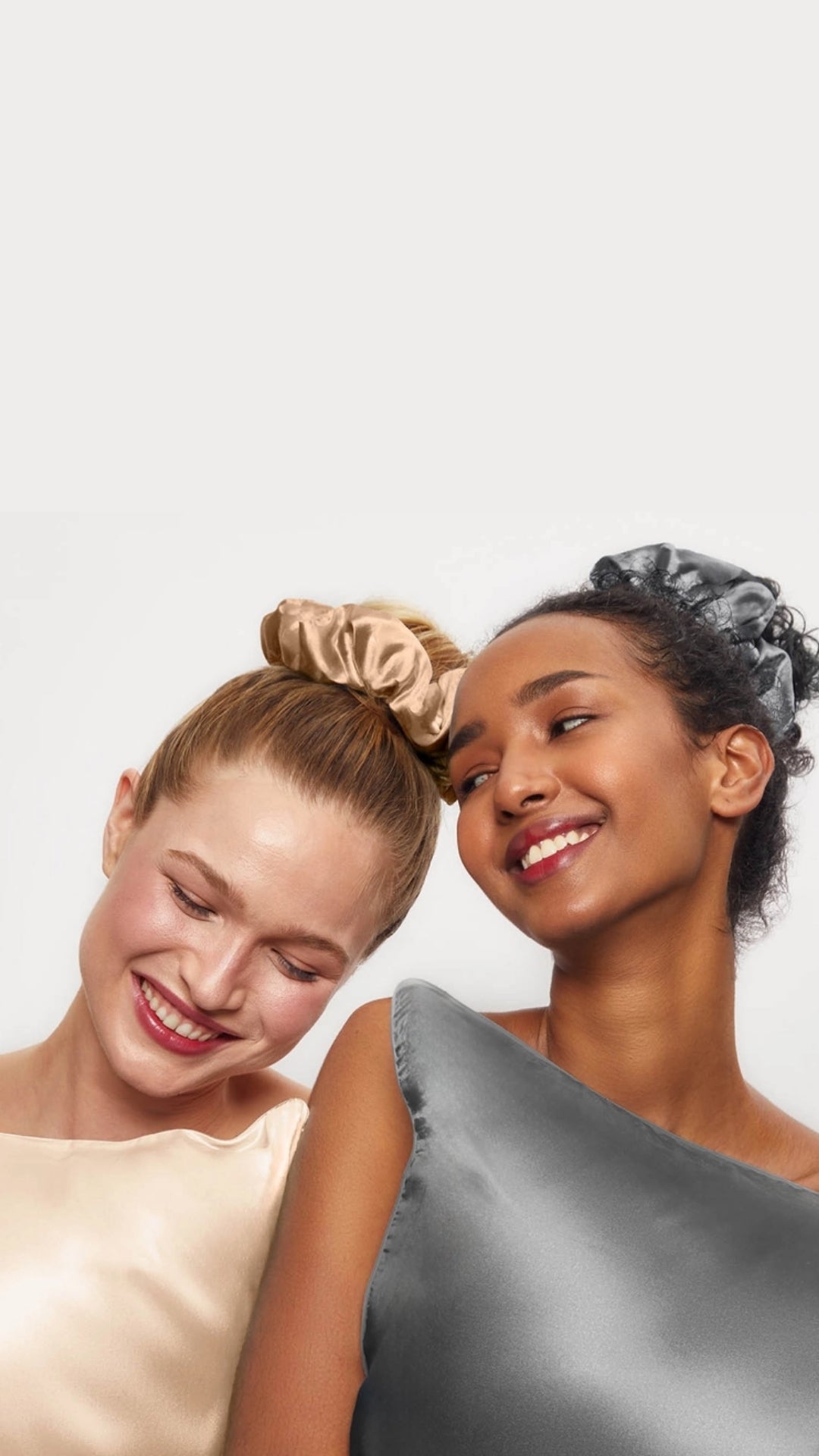 SATIN SLEEP PILLOW SCRUNCHIES - CHARCOAL/GOLD | KITSCH