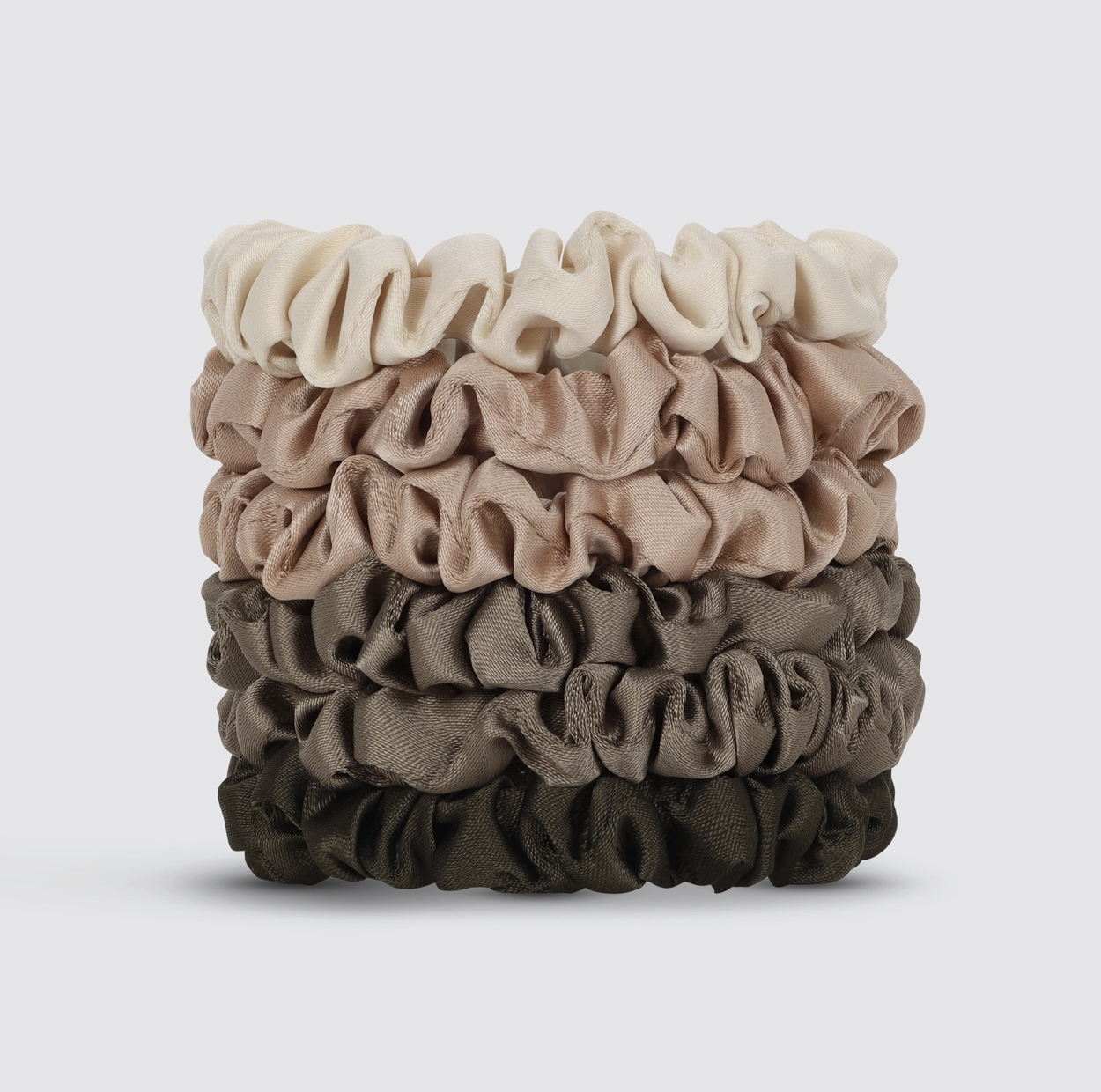 NEW PETITE SATIN SCRUNCHIE PACK of 5 (Eucalyptus) | KITSCH