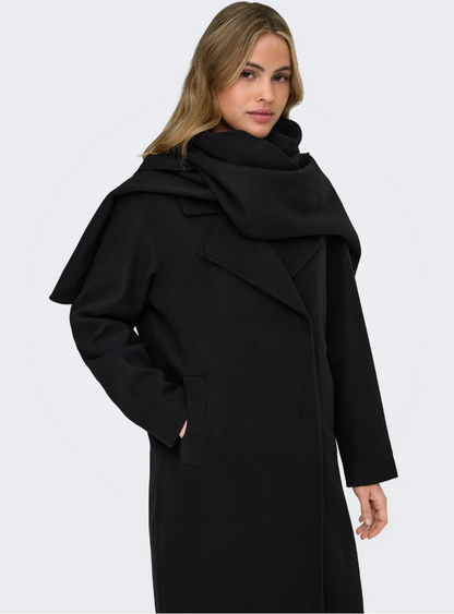 ELBA LIFE SCARF COAT (BLACK) | ONLY