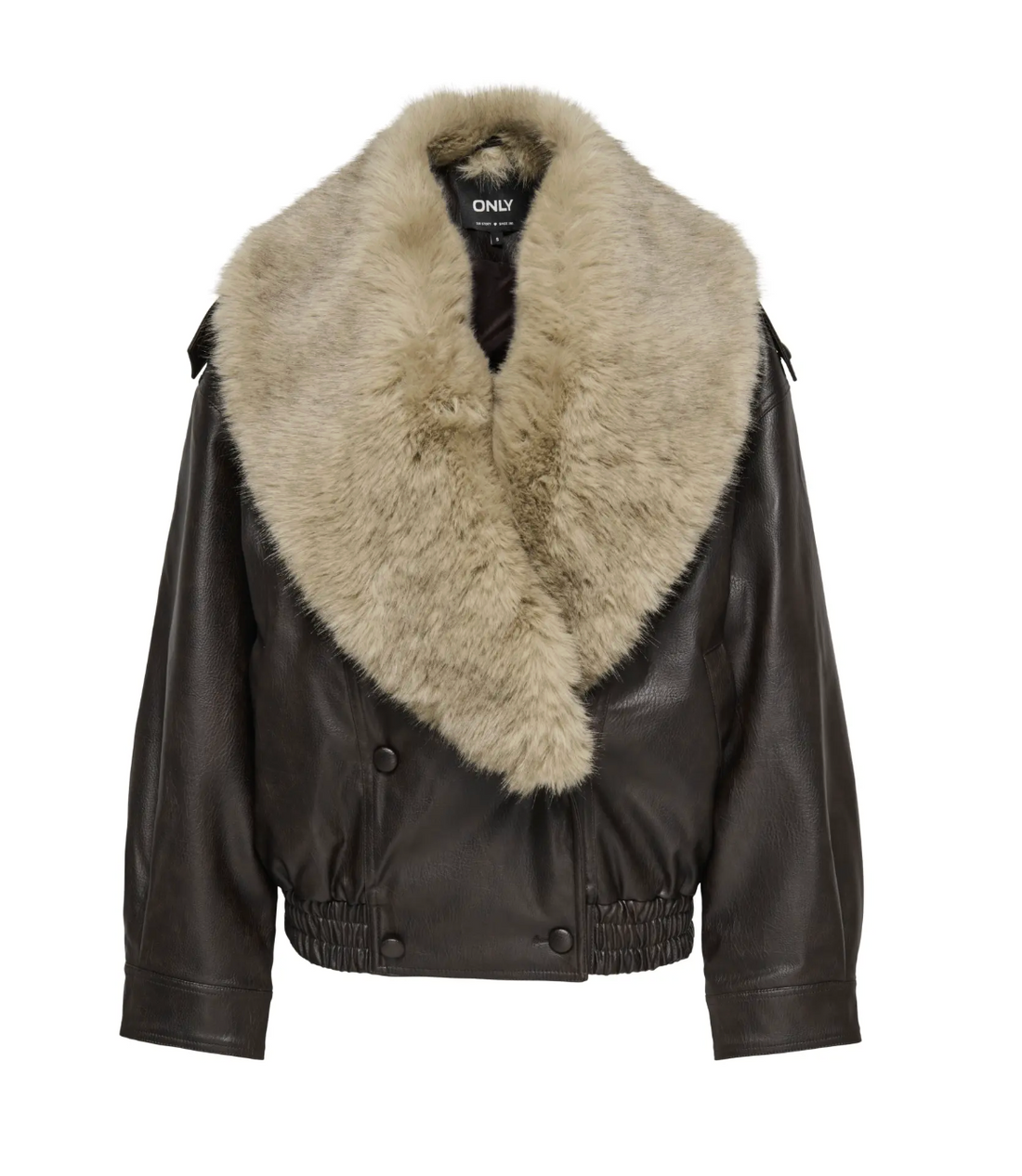 KIM MIX FAUX LEATHER FUR JACKET| COFFEE (ONLY)