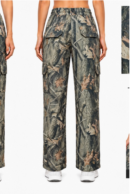 NEW DARLA CAMO DRAWSTRING CARGO PANTS