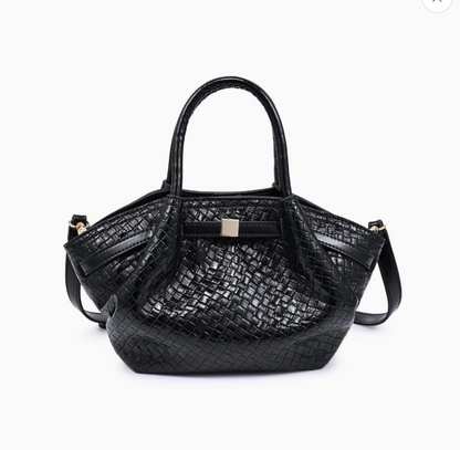SELENA EMBOSSED WOVEN CROSSBODY (BLACK)