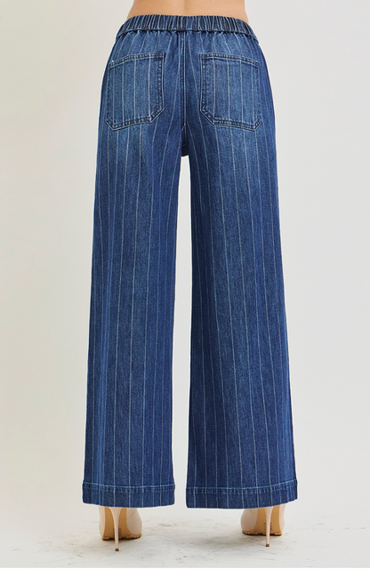 JAMIE PINSTRIPE PULL ON JEANS (RISEN)