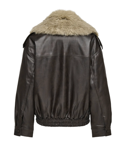 KIM MIX FAUX LEATHER FUR JACKET (ONLY)