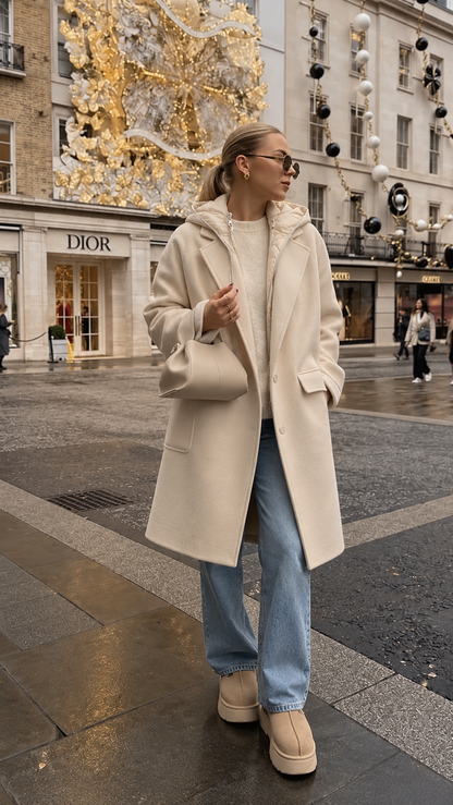 BLOOM HOOD COAT (IVORY) | ONLY