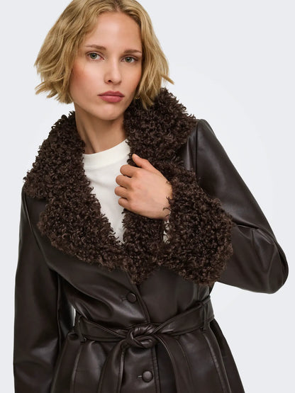 MARLEE FAUX LEATHER FUR JACKET | ONLY