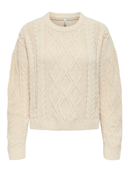 LELLY CABLE KNIT SWEATER (CREAM) | ONLY