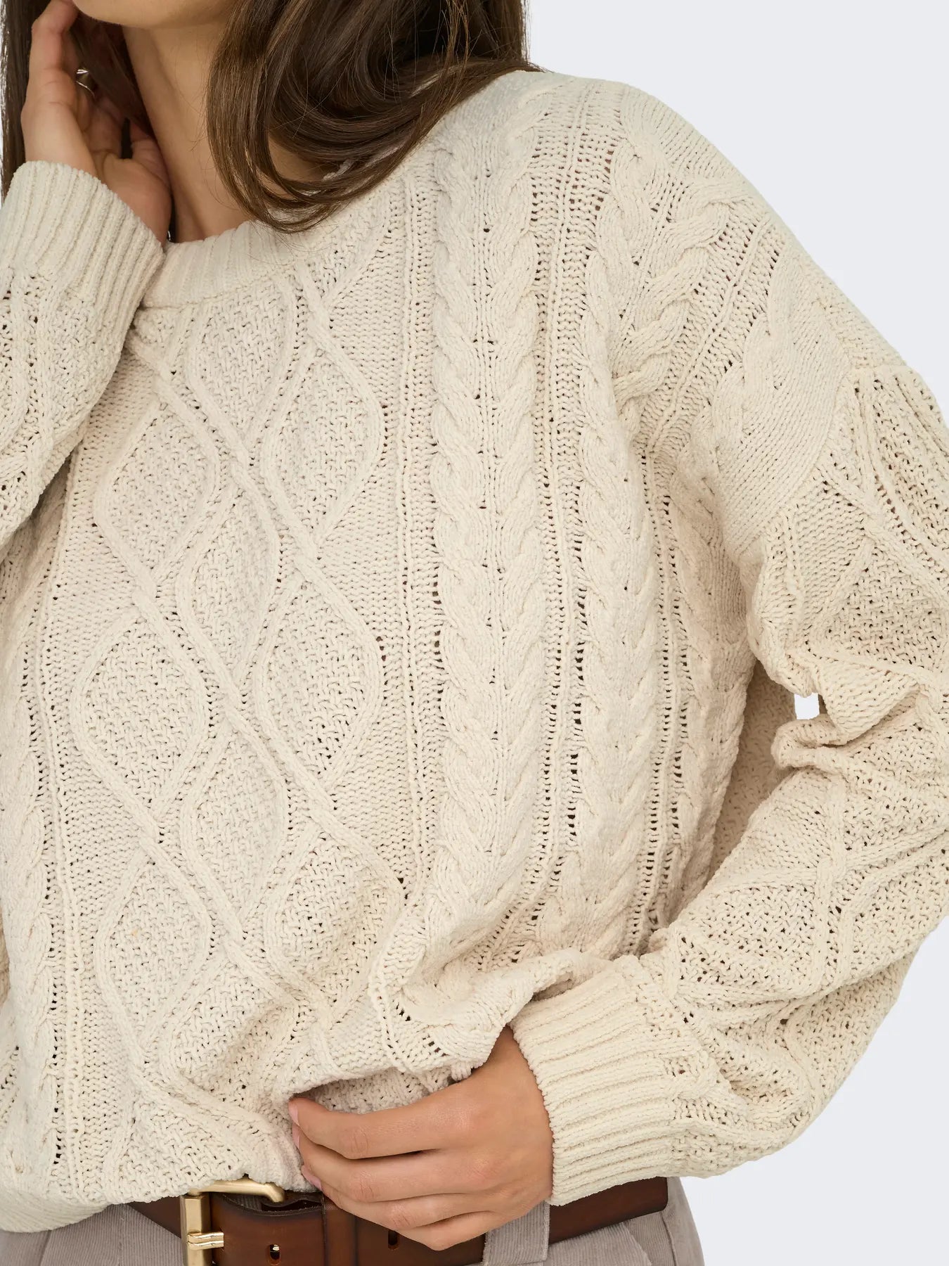 LELLY CABLE KNIT SWEATER (CREAM) | ONLY