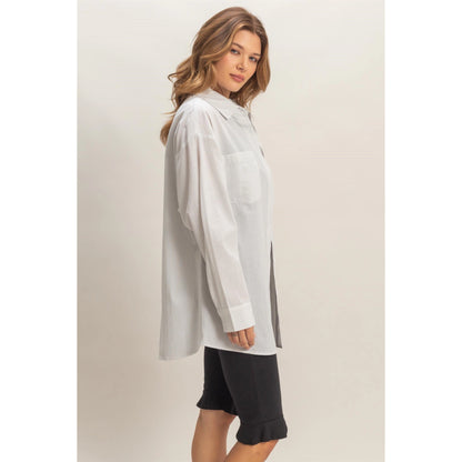 PINSTRIPE ESSENTIAL BUTTON UP SHIRT (WHITE)