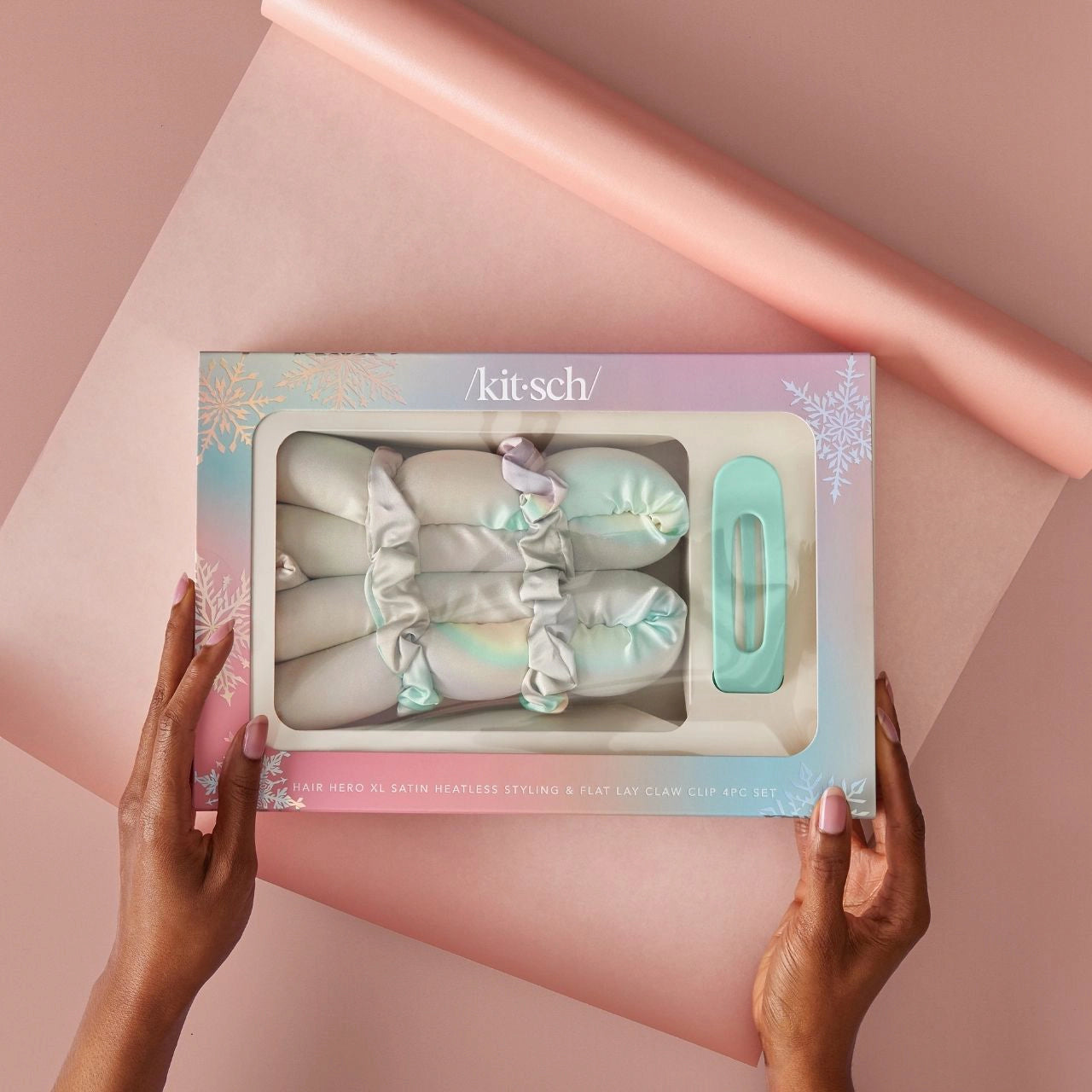 HOLIDAY XL SATIN HEATLESS STYLING & FLAT LAY CLAW 4PC SET | KITSCH