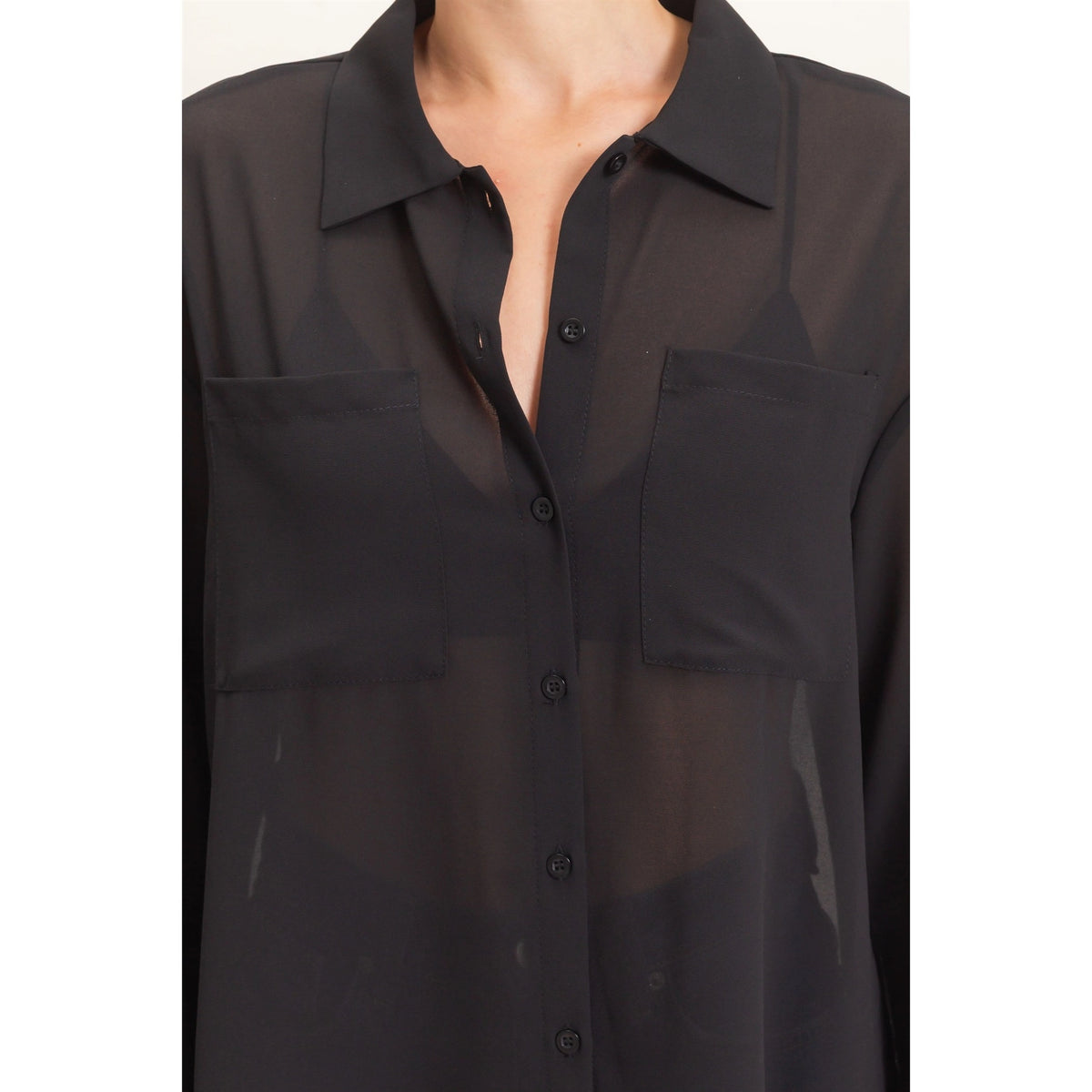 SHEER BUTTON UP (BLACK)