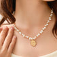 18K GOLD COIN PENDANT NATURSAL PEARL NECKLACE