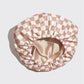 NEW | SATIN LINED FLEXI SHOWER CAP - TERRACOTTA CHECKER | KITSCH