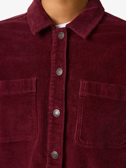 ALVA RIBBED SHACKET COAT (BURGUNDY) | ONLY