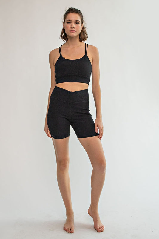 NEW FERNANDA RIBBED BIKER SHORTS  (BLACK) (CURVY & REGULAR)