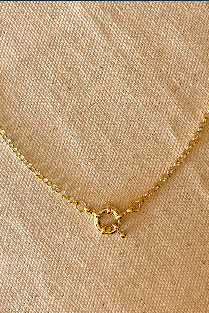 18K GOLD FILLED FRONT CLASP ROLO CHAIN NECKLACE