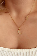 NEW MOON AND STAR NECKLACE 18K GOLD FILLED