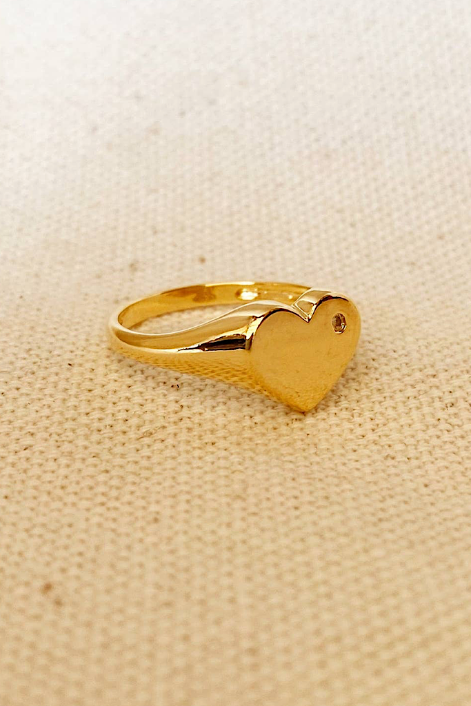 NEW 18K GOLD FILLED HEART PLATE TOP RING