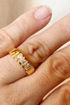 NEW 18K GOLD FILLED TRIO BAGUETTE CUBIC ZIRCONIA STONE