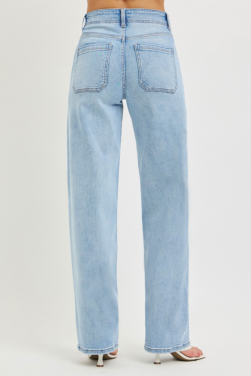 JAYME SLOUCHY WIDE JEANS, DRAWSTRING | PATCH POCKETS