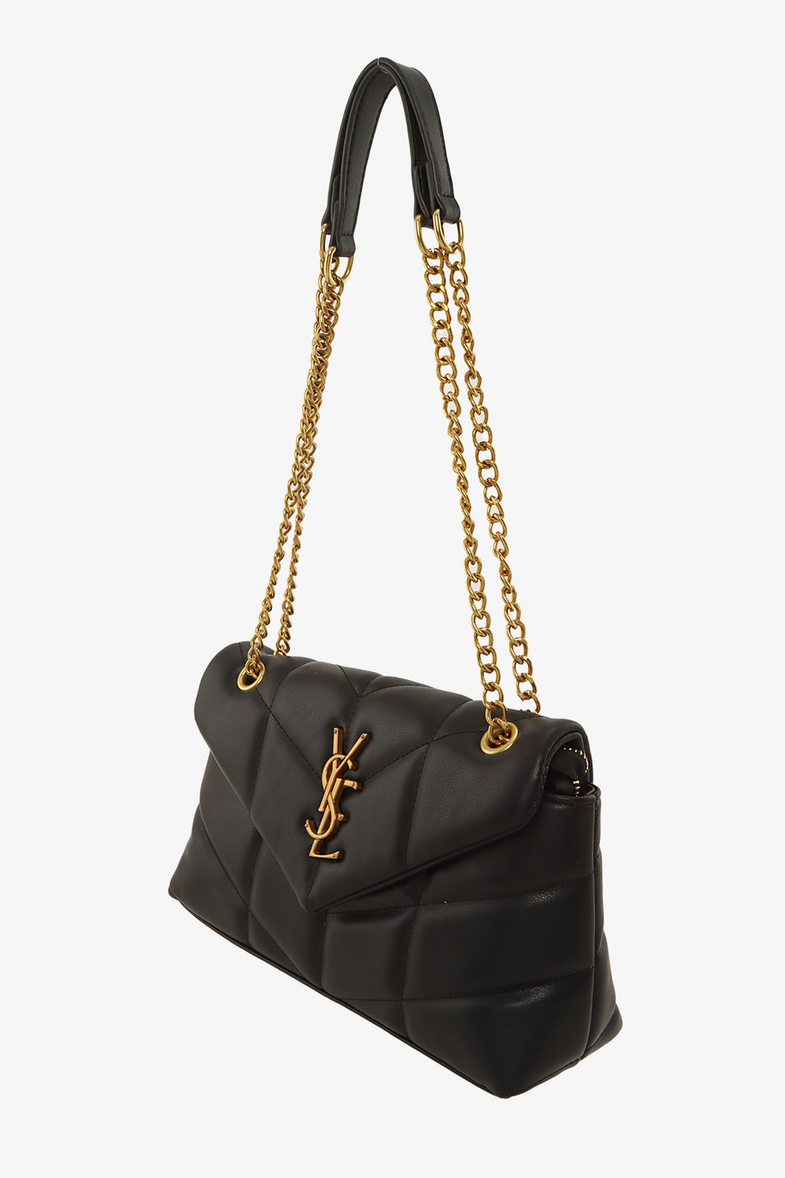 METAL LETTER ENGRAVED PU LEATHER HANDBAG (BLACK)