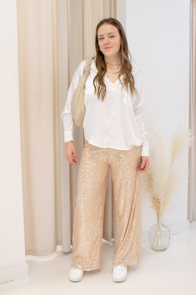 NEW RYLAN SEQUIN PANTS (CHAMPAGNE)