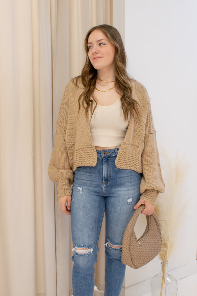 NEW CHARLOTTE CROPPED KNIT CARDIGAN