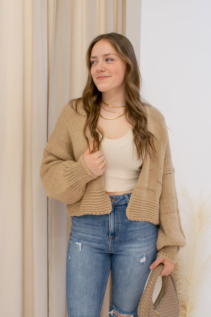 NEW CHARLOTTE CROPPED KNIT CARDIGAN