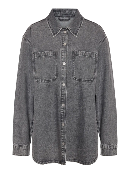 MALVA DENIM SHACKET COAT (GREY) | ONLY
