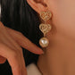 18K GOLD FRENCH HEART AND PEARL EARRING NON-TARNISH