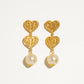 18K GOLD FRENCH HEART AND PEARL EARRING NON-TARNISH