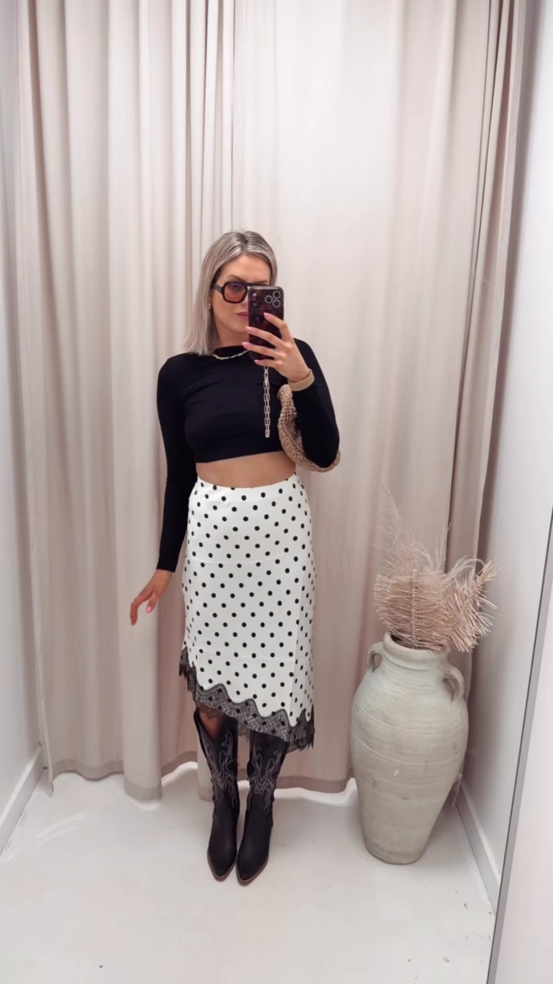 ONLBELLA SLANTED SATIN LACE SKIRT (2 COLOR OPTIONS)