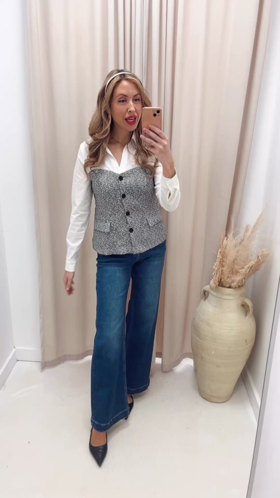 ALYSSA TWEED PUPLUM BLOUSE