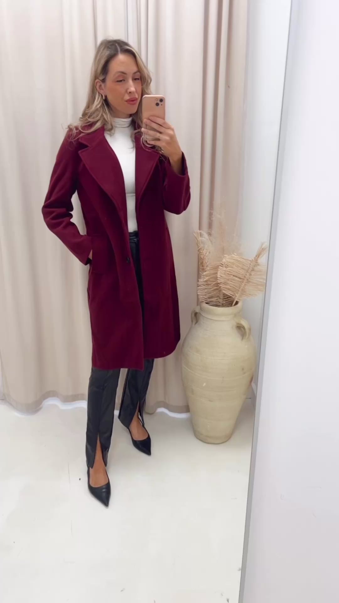 LONGLINE DRESS COAT (DEEP BURGUNDY)