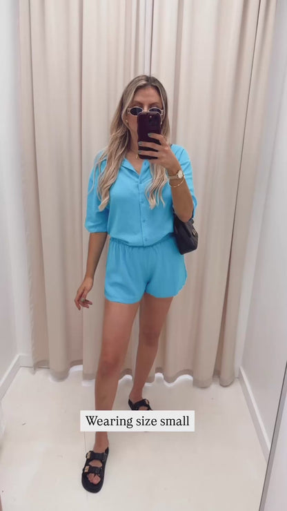 CLAVIYA TWO PIECE SHORT SET (BLUE)