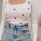 NEW TIA HEART SWEATER TOP (WHITE / RED)