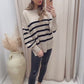 NEW SARA STRIPE KNIT SWEATER (TAUPE/BLACK)