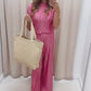 VIVIAN PINK PLISSE SATIN PANT SET